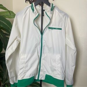 RVCA White Windbreaker with Green Trim